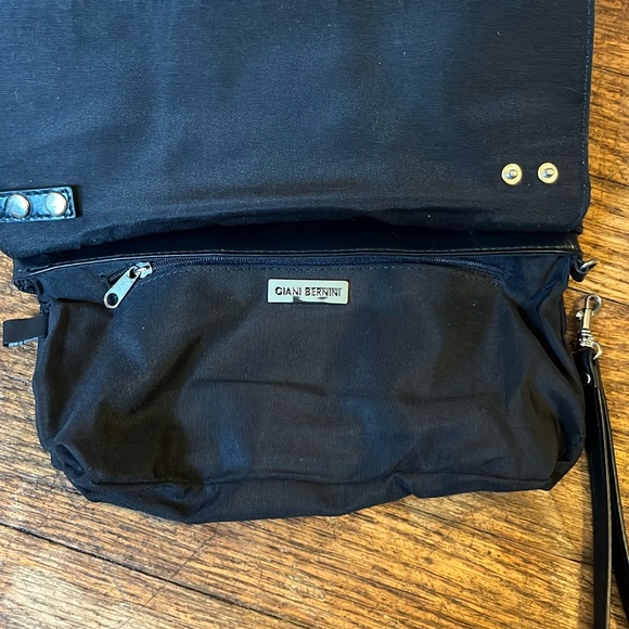 Gianni Bernini convertible wristlet shoulder bag black smooth leather - Picture 8 of 13